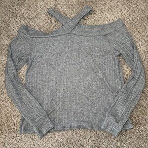 Vintage Havana long sleeve cross neck top gray size large